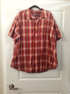 Arizona Jean Company Rust Orange Plaid Short-Sleeve Button-Down Shirt Size 2XL